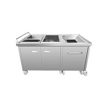 급식 잔반처리대 이동식 짬통 셀프 퇴식대 잔반통, 1550x700x800(3카트 모델)