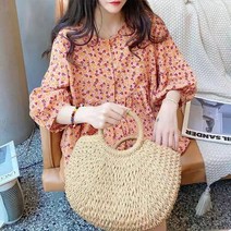 스타일아유 여성 여름 귀여운 플라워 꽃무늬 A라인 버튼 블라우스
