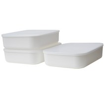 가규 라운드 리빙박스 M-HALF, 3p, 화이트