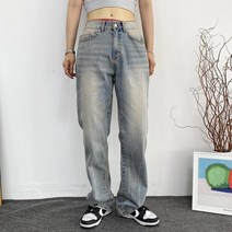키작녀청바지 여성 로우라이즈 세미 와이드 일자 데님 y2k 청바지