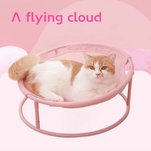 사계절용 고양이 해먹 침대 방석 메쉬침대, 원형핑크