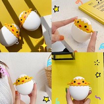 제이에이치 에어팟케이스 알깬병아리에어팟케이스+에어팟거치대증정 칼라랜덤 상세이미지참고 이어폰, 노랑, 알깬병아리