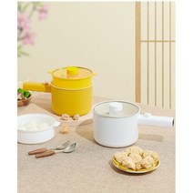 로트발전솥 전기샤브샤브, 노란색_외솥+찜통