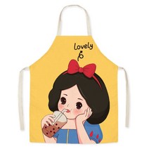 귀여운 캐릭터 공주 패브릭 앞치마, 5 밀크티 백설공주 65x75cm