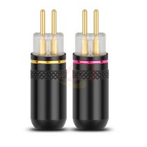 밥쇽 2쌍 핀 0.78mm 오디오 잭 와이어 커넥터 UM3X W4R UE18 HiFi 헤드셋 플러그 금속 어댑터 용 금도금, 02 Transparent Black