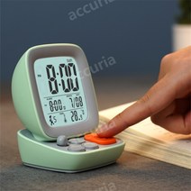 미니 컴퓨터 모양 디지털 알람 탁상 시계 스누즈 알람요일 설정 온도계, 그린