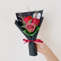 비누장미 세송이 미니 꽃다발 졸업 입학 유치원 어린이집 생일 선물, 레드