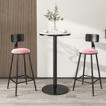 높은식탁 바의자 아일랜드 핑크 높은 빠의자 벨벳 고급 북유럽 홈, 블랙핑크패드45cm2세대뒷털면