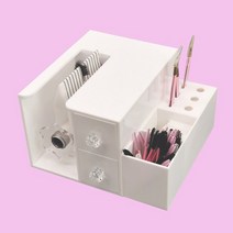 화장품정리대 화장대정리함 화장품 보관함 투명 정리함 속눈썹 확장 셀프 부채꼴 제작기, 1.White-A