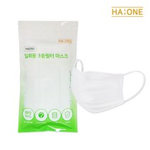 하원 국내생산 어린이용 일회용 3중필터 마스크 소형 화이트, 10매, 1개