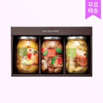 복숭아 병조림 통조림 3색 병문안과일 감사선물 선물세트, 450g 3개 세트