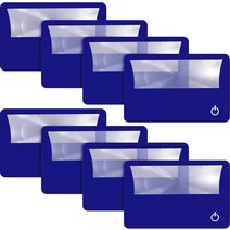 신용 카드 리더기 휴대용 모바일 포스 단말기 8피스 신용 카드 돋보기 번들 지갑 LED 조명 3X 포켓 (블랙), 02 Blue