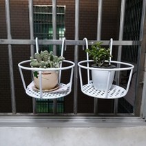 베란다 화분걸이 화초 걸이대 난간 화분선반 특대형 화대집용 창대 곤돌라 베란다 난간걸이 녹라걸이 분재 다육화분 걸이, 08 큰 사이즈 지름25(화이트2개)