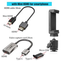 BFOLLOW-안드로이드 전화 태블릿 카메라 모니터암 캠코더 HDMI 어댑터 Vlog 유튜버 영화 메이커 DSLR 비디오 캡처 카드, 전화 미니 HDMI