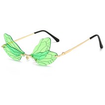 패션 잠자리 무테 선글라스 여성 새로운 독특한 스팀 펑크 선글라스 남성 빈티지 안경 UV400