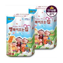 HSL917718물에잘녹는휴지 재생30롤 롤 휴지 화장지 프리미엄 1+1 2팩 정품 3겹 행복 코스트 홈쇼핑휴지, 1