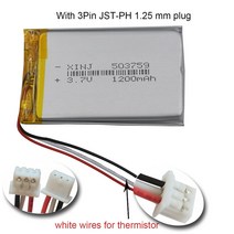 xinj 3.7v 1200mah 3 전선 서미스터 폴리머 li 리튬 배터리 lipo 503759 3pin 1.25mm for gps mp5 카메라 태블릿 pc 053759