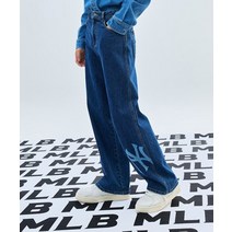 MLB 남성 베이직 메가로고 와이드 데님팬츠 NY (Indigo)