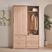 동서가구 이즈 비너스 1200 서랍수납 슬라이딩 옷장, 내추럴 IFO041