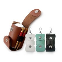 휴대용 골프공파우치 케이스 가방 골프볼주머니 가죽파우치 2구, 브라운