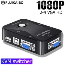 모니터 분배기 셀렉터 KVM 스위치 VGA 스위처 SVGA 박스 2 포트 4 PC 키보드 마우스 컴퓨터 어댑터, 02=B