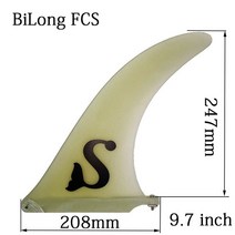 BiLong FCS 서핑 보드 핀 9.7 인치 유리 섬유 패들 보드 핀 Longboard 핀 Sup 보드 센터 핀 팽창 보드 서핑, 분명한