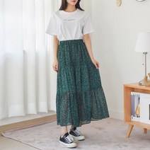 패션마켓 플라워스커트 롱스커트 쉬폰스커트 밴딩스
