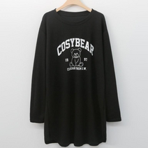 NewCare 여성 루즈핏 롱티 베어 트임 롱티셔츠