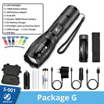 워크인스위치 Shustar led 손전등 울트라 브라이트 토치 l2v6 캠핑 5 릴레이, 패키지 g, l2-중간 밝기