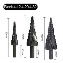 드릴 비트 연마기 4-20mm 4-12mm 4-32mm 스텝 숫돌 금속 세트 그라인더, 블랙 3pcs l