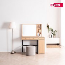 [에넥스EB]플로 멀티 수납화장대확장형+LED거울, 오크