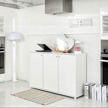 Sunshine 주방 수납장 주방기구 정리함 보관함 낮은 양문 서랍장 와이드, 화이트그레이-손잡이블랙