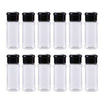 플라스틱 양념 병 둥근 모양 100ml 소금 후추 통 조미료 항아리 칠리 양념 용기 병 12 개, black
