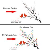 HAOCHU (공작이 꼬리를 확산) 지문 트리 웨딩 게스트 북 비 샤워 생일 파티 서명 책 + 잉크 패드, 10, 옵션1
