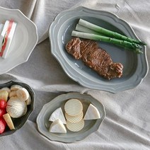 (일본) 방브 샐러드 디저트 볼 파스타 오벌 플레이트 접시 (그레이 7type), 타원접시 대