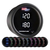 GlowShift 10가지 컬러 디지털 100°F 듀얼 온도 게이지 키트 - 물 오일 전송 용 - 전자 센서 포함 - 멀티 LED 디스플레이 2개 - 틴트 렌즈 - 52mm(2-1, 상세내용표시, 상세내용표시