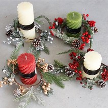 크리스마스 솔방울 베리열매 캔들링 리스 장식 조화 트리장식 겨울 인테리어 소품 디자인 상품, 와인