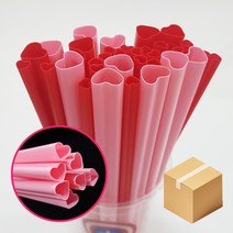 [하트빨대] 12mm 21cm 벌크포장 핑크 (3000개박스), 단품, 단품