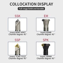 300R SSK 400R SSP11/16 SPK EM45 CNC 밀링 머신 APMT/SDMB/TCMT/SPMW c 가공 공구 용 선반 모따기 도구, [18] SPMW09T308-R1 YZ6020, [07] SPK C20-30-110-2T