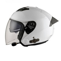 오픈페이스 헬멧 반모 오토바이 바이크 하이바 클래식 스쿠터 시스템 블루투스 경량 여름, L, 심플 화이트(듀얼 렌즈 + 그레이 테일)
