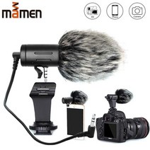MAMEN 전화 마이크 미니 휴대용 3.5mm 콘덴서 전화 비디오 카메라 인터뷰 마이크 iPhone 용 머프 포함 Samsung Mic, 협력사