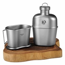 아베나키 티타늄 수통+반합세트(수통1100ml+반합700ml+슬링백), 1개, 수통+반합세트