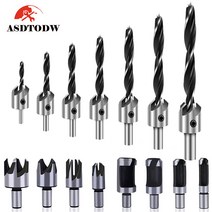 ASDTODW 육각생크 스텝드릴 목공 되감기 드릴 세트 목마개 칼몰이 드릴, 17PCS