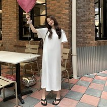 여자 원마일 일자 루즈핏 임부복 반팔 여름 롱원피스