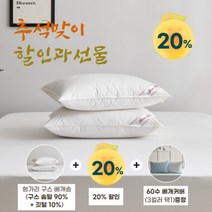 폭스베딩 [20%행사와 선물] 프라우덴 헝가리산 구스 베개솜(솜털90%)+60수 베개커버선물 - 800g, 선택완료