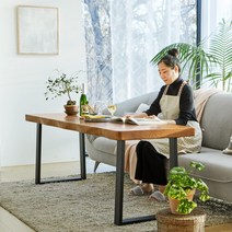 해찬솔 우드슬랩 통원목 다이닝 거실테이블 1800/소파테이블/업테이블/원목테이블/다이닝테이블, 내추럴브라운