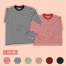 더프리룩 기본 스트라이프 단가라 긴팔 티셔츠