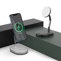 2in1 애플 MFM 인증 고속 무선 충전기 MC210.아트뮤, 2in1맥세이프충전기MC210블랙