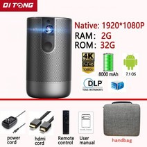 미니 빔프로젝터 스마트 DLP 프로젝터 1080P 2.4G / 5G 무선 풀 HD 안드로이드 2G 32G/16G 비디오 지원 4K 3D 게임 비머, [05] NEW 1920X1080  32Gb, [03] AU 플러그