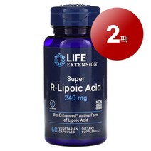 Life Extension 항산화 관리 슈퍼 R-리포산 R-Lipoic Acid 240mg 60정 1팩, 2팩
